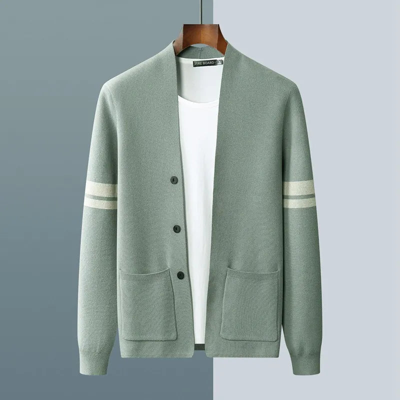 Men's Fall Winter Fashion V-neck Casual Wool Knitted Sweater Coat WEM Support (www.WEM.support)