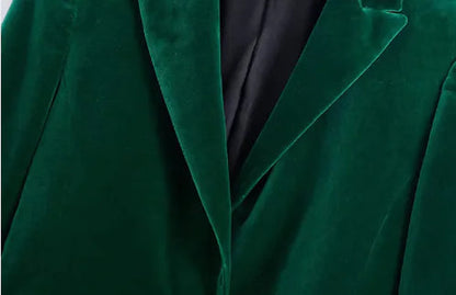 Velvet Blazer & High-Waist Straight-Leg Pants Set WEM Support (www.WEM.support)