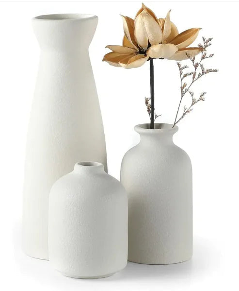 Modern White Ceramic Vase Set WEM Support (www.WEM.support)