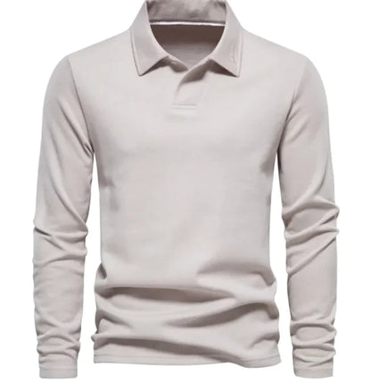 Men's Fashion Lapel Long-Sleeved Polo Shirt – Casual Solid Color Top WEM Support (www.WEM.support)