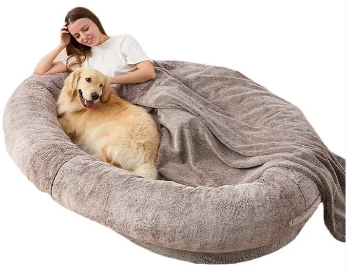 Large Human Short Plush Dog Bed WEM Support (www.WEM.support)