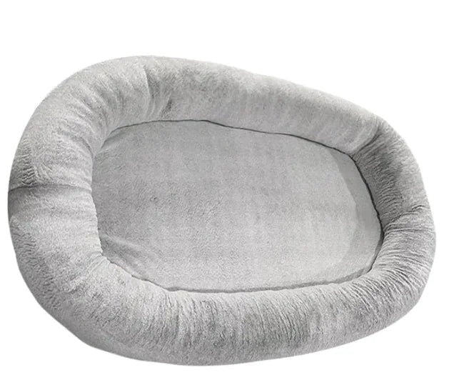 Large Human Short Plush Dog Bed WEM Support (www.WEM.support)