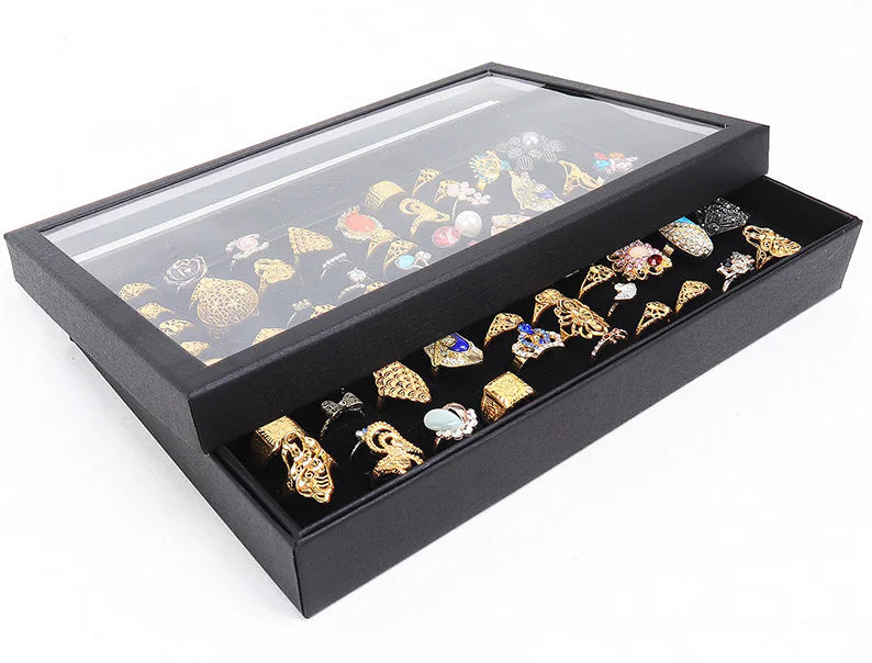 100 Slots Jewelry Ring Display Organizer Tray Holder Earrings Storage Box Case WEM Support (www.WEM.support)