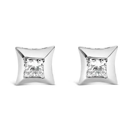 10K White Gold 1/2 Cttw Invisible Set Princess-Cut Diamond Stud Earrings (H-I Color, SI2-I1 Clarity) WEM Support (www.WEM.support)