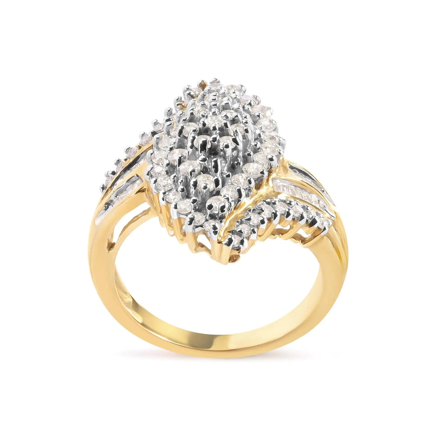 10K Yellow Gold 1.0 Cttw Diamond Cluster and Halo Ring (H-I Color, SI2-I1 Clarity) WEM Support (www.WEM.support)