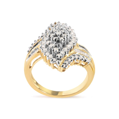 10K Yellow Gold 1.0 Cttw Diamond Cluster and Halo Ring (H-I Color, SI2-I1 Clarity) WEM Support (www.WEM.support)