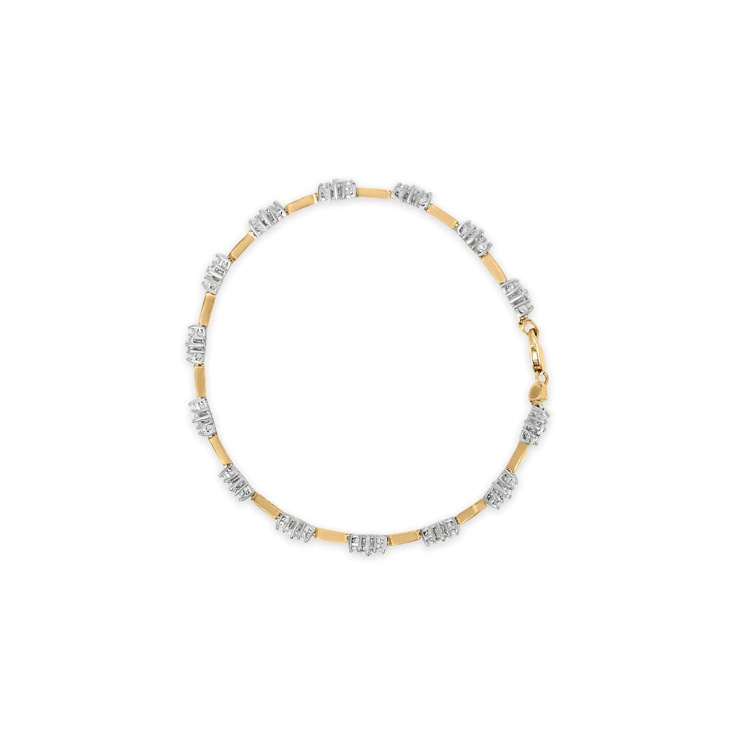 10K Yellow Gold 1.00 Cttw Diamond 3 Stone 7" Tennis Bracelet (H-I Color, I2-I3 Clarity) WEM Support (www.WEM.support)