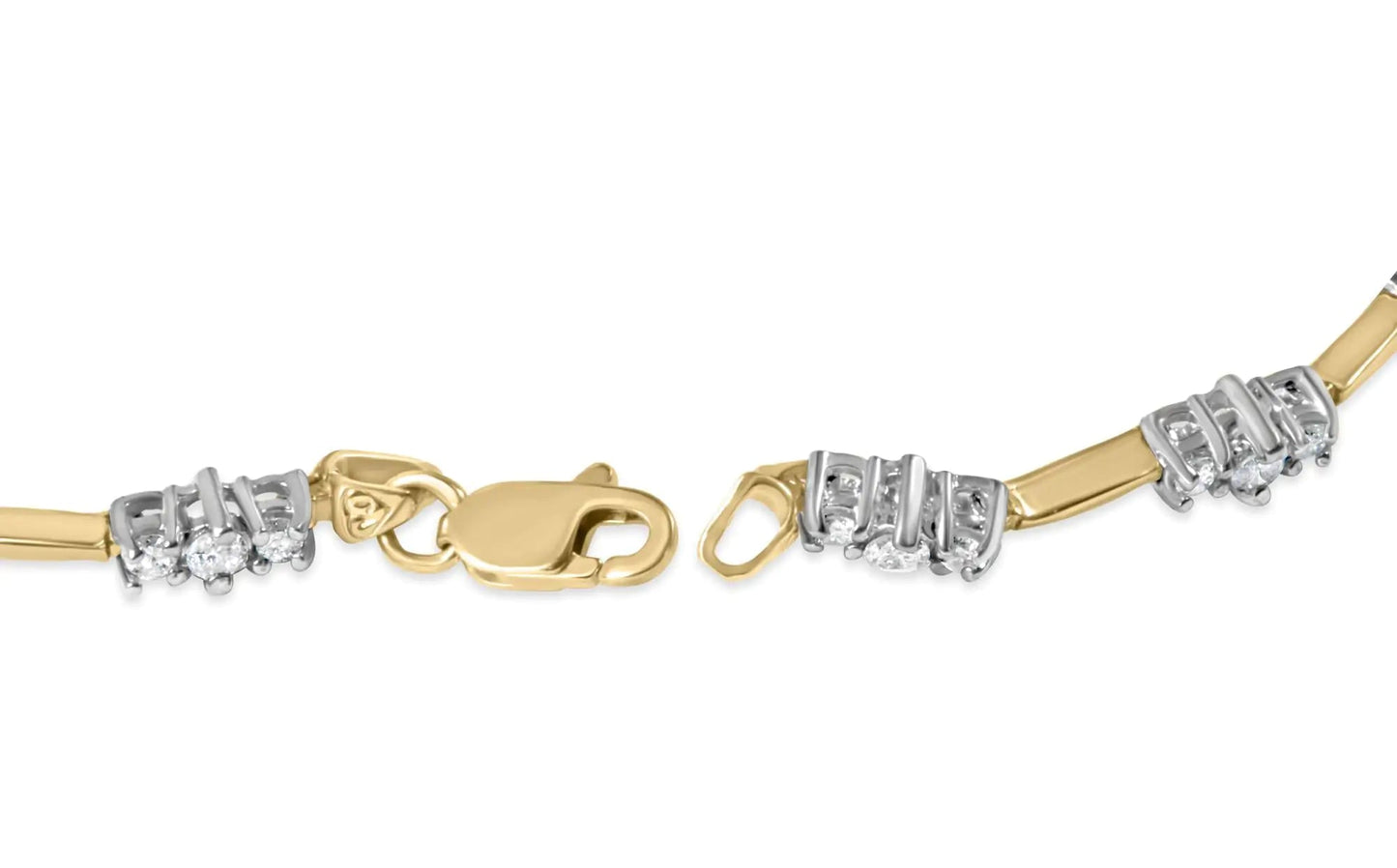 10K Yellow Gold 1.00 Cttw Diamond 3 Stone 7" Tennis Bracelet (H-I Color, I2-I3 Clarity) WEM Support (www.WEM.support)