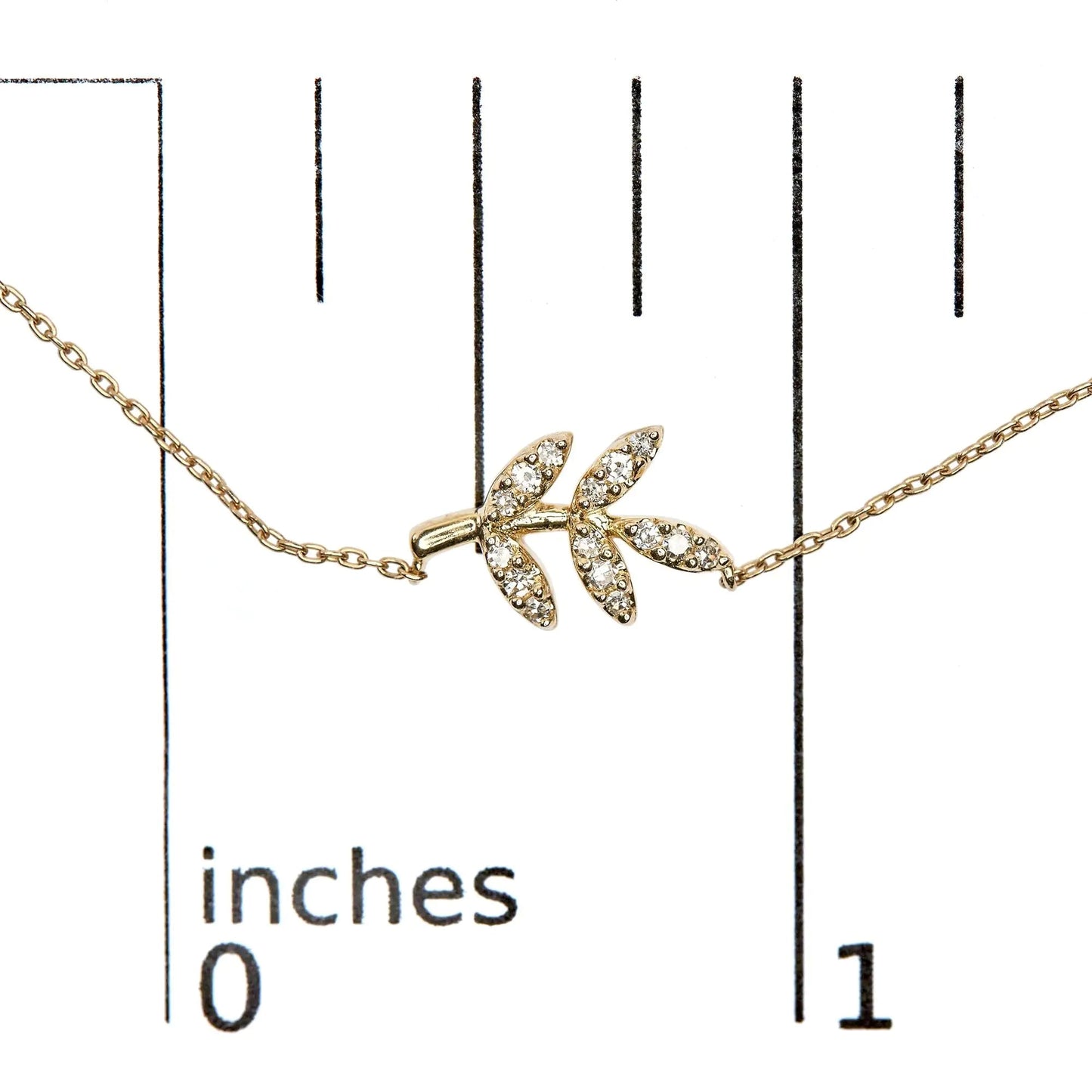 10K Yellow Gold 1/10 Cttw Diamond Leaf and Branch 18" Pendant Necklace (H-I Color, I1-I2 Clarity) WEM Support (www.WEM.support)