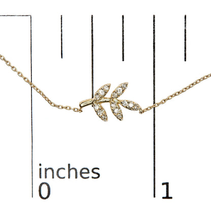 10K Yellow Gold 1/10 Cttw Diamond Leaf and Branch 18" Pendant Necklace (H-I Color, I1-I2 Clarity) WEM Support (www.WEM.support)