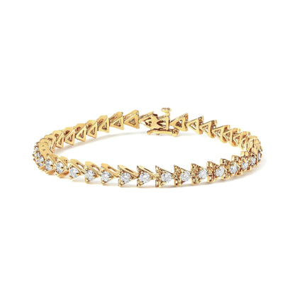 10K Yellow Gold Plated .925 Sterling Silver 3.0 Cttw Diamond Triangle Link Tennis Bracelet (I-J Color, SI2-I1 Clarity) - Size 7.25" Inches WEM Support (www.WEM.support)