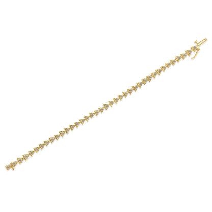 10K Yellow Gold Plated .925 Sterling Silver 3.0 Cttw Diamond Triangle Link Tennis Bracelet (I-J Color, SI2-I1 Clarity) - Size 7.25" Inches WEM Support (www.WEM.support)
