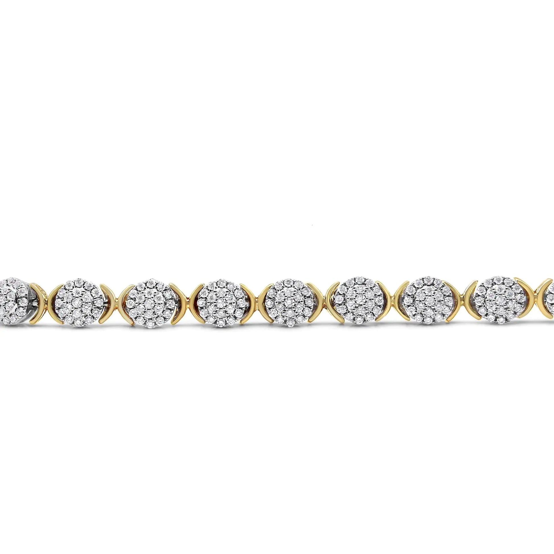10k Yellow Gold Plated .925 Sterling Silver 5.00 Cttw Lab Grown Round Diamond Cluster Tennis Link Bracelet (G-H Color, VS1-VS2 Clarity) - 7.25" WEM Support (www.WEM.support)