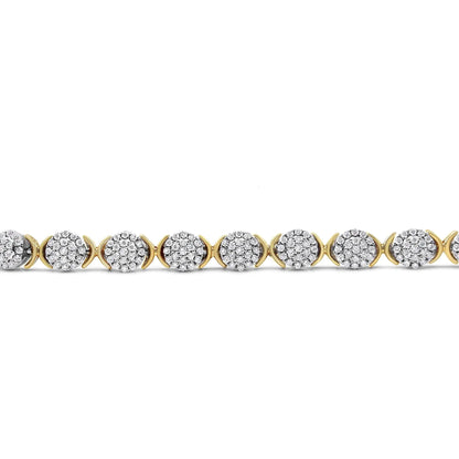 10k Yellow Gold Plated .925 Sterling Silver 5.00 Cttw Lab Grown Round Diamond Cluster Tennis Link Bracelet (G-H Color, VS1-VS2 Clarity) - 7.25" WEM Support (www.WEM.support)