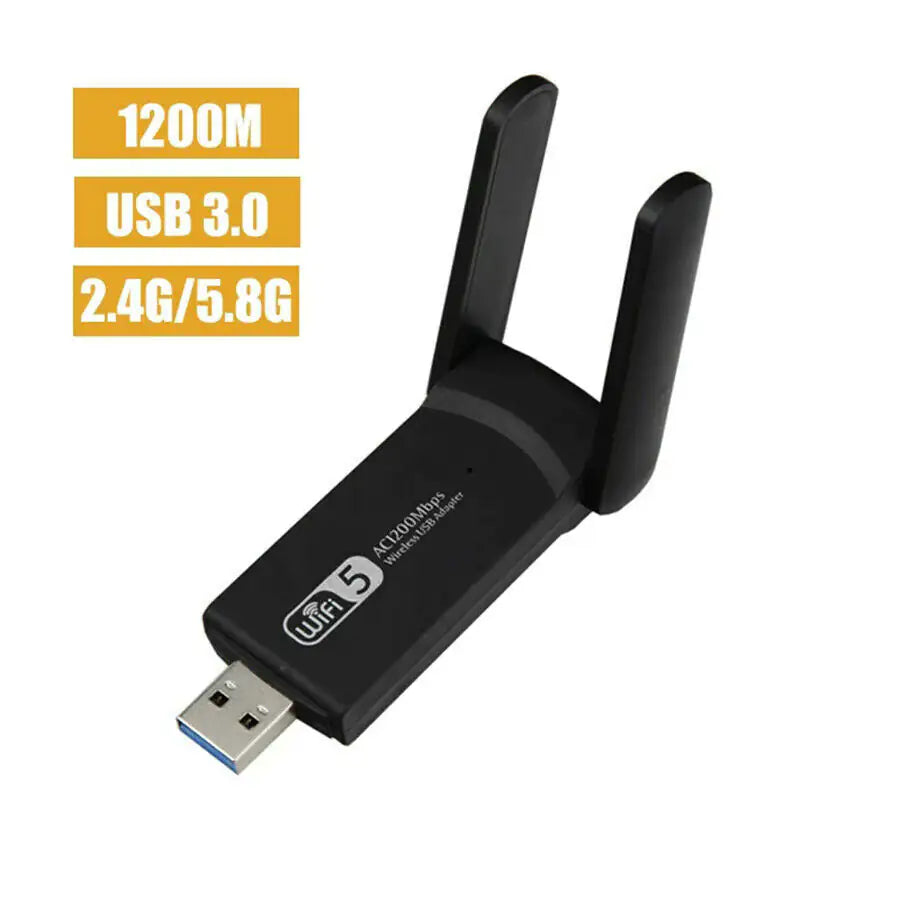 1200Mbps Long Range AC1200 Dual Band 5GHz Wireless USB 3.0 WiFi Adapter Antennas WEM Support (www.WEM.support)