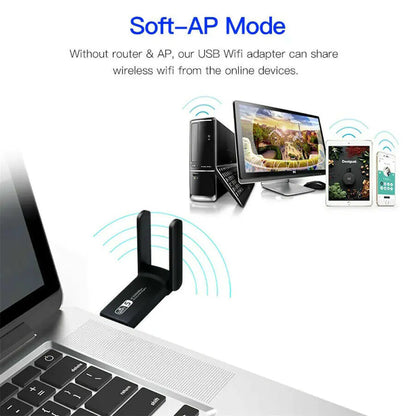 1200Mbps Long Range AC1200 Dual Band 5GHz Wireless USB 3.0 WiFi Adapter Antennas WEM Support (www.WEM.support)