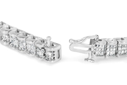 14K White Gold 3.00 Cttw Princess-Cut Diamond Link 7.5" Bracelet (H-I Color, SI1-SI2 Clarity) WEM Support (www.WEM.support)