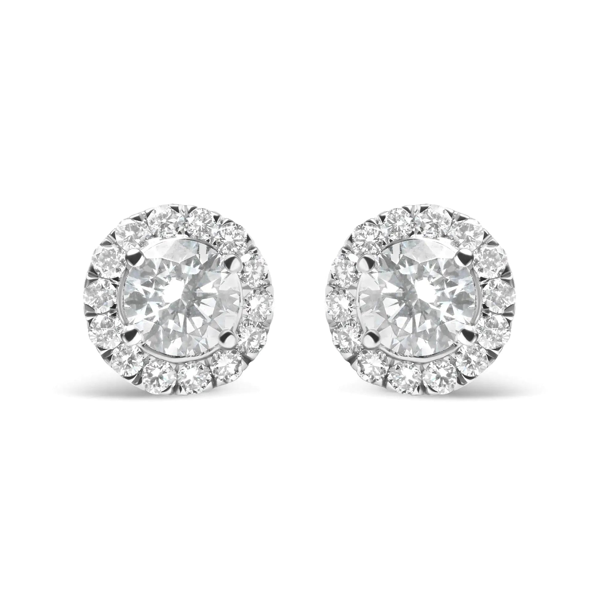 14K White Gold Lab Grown Diamond Solitaire Stud Earrings with Halo (2.00 Cttw, F-G Color, VS2-SI1 Clarity WEM Support (www.WEM.support)