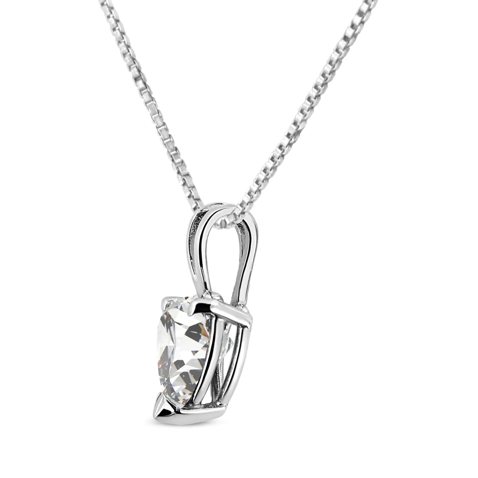 14K White Gold Martini Set 1.00 Cttw Lab Grown Heart Diamond Solitaire 18" Pendant Necklace (F-G Color, VS1-VS2 Clarity) WEM Support (www.WEM.support)