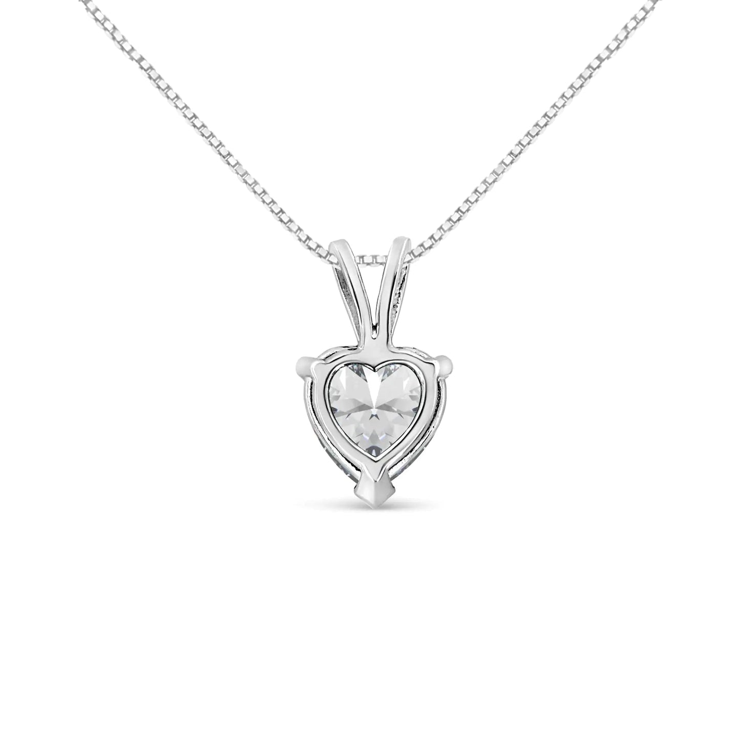 14K White Gold Martini Set 1.00 Cttw Lab Grown Heart Diamond Solitaire 18" Pendant Necklace (F-G Color, VS1-VS2 Clarity) WEM Support (www.WEM.support)