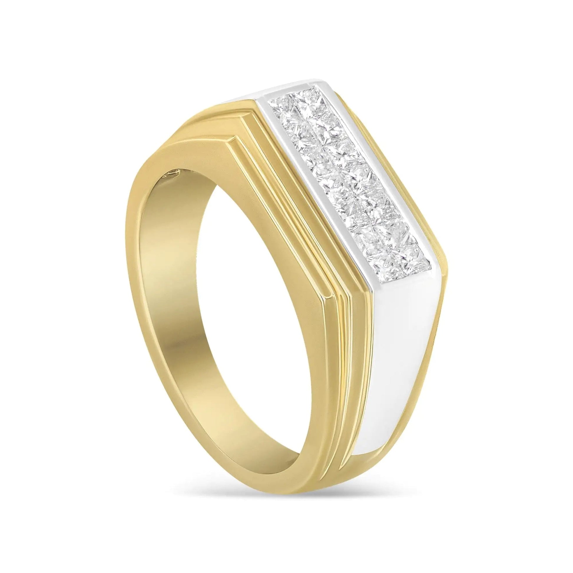 14K Yellow and White Gold 1.00 Cttw Princess-Cut Diamond Modern Gent's Band (G-H Color, SI1-SI2 Clarity) - Size 10 WEM Support (www.WEM.support)