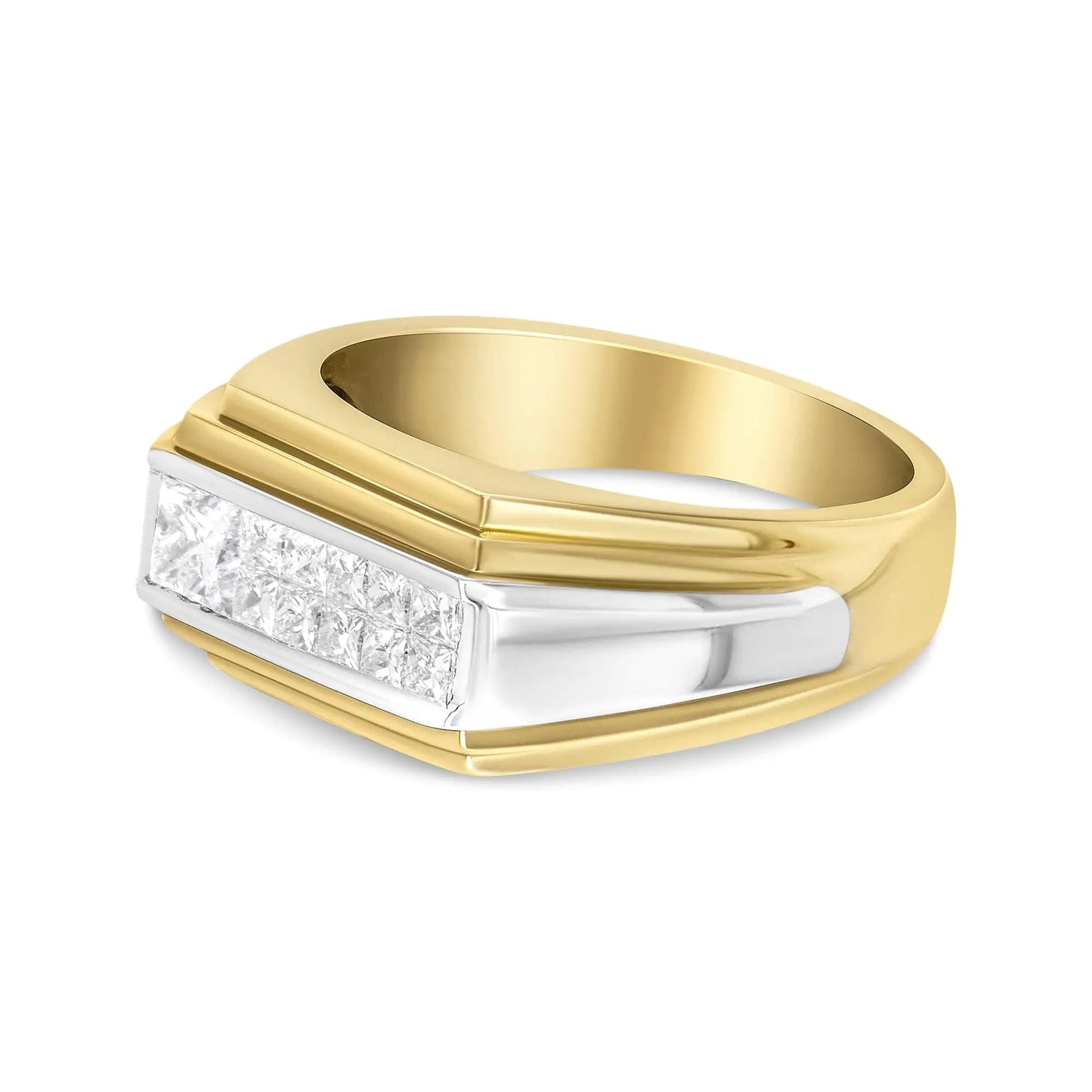 14K Yellow and White Gold 1.00 Cttw Princess-Cut Diamond Modern Gent's Band (G-H Color, SI1-SI2 Clarity) - Size 10 WEM Support (www.WEM.support)