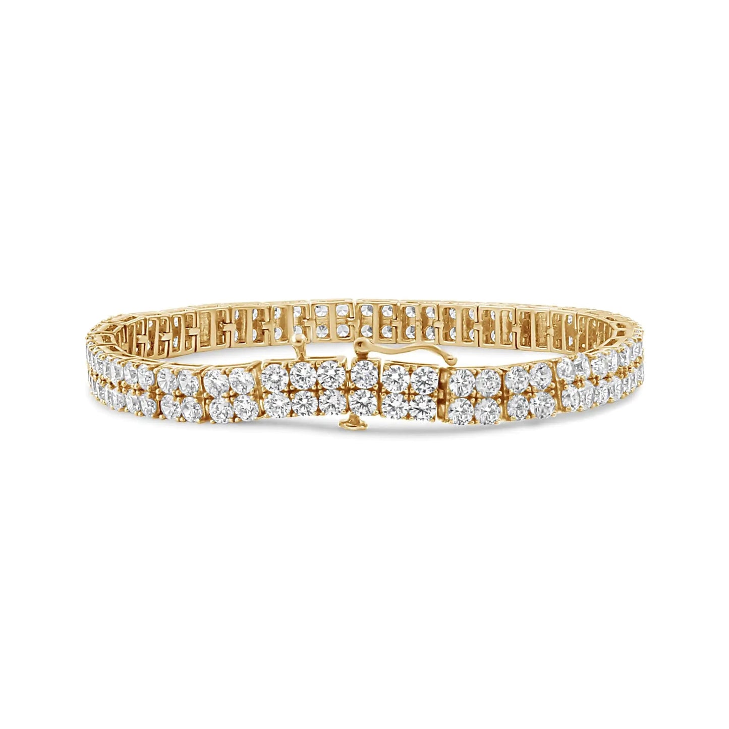14K Yellow Gold 10.0 Cttw Diamond 2 Row Tennis Bracelet (L-M Color, I2-I3 Clarity) - Size 7.25 Inches WEM Support (www.WEM.support)