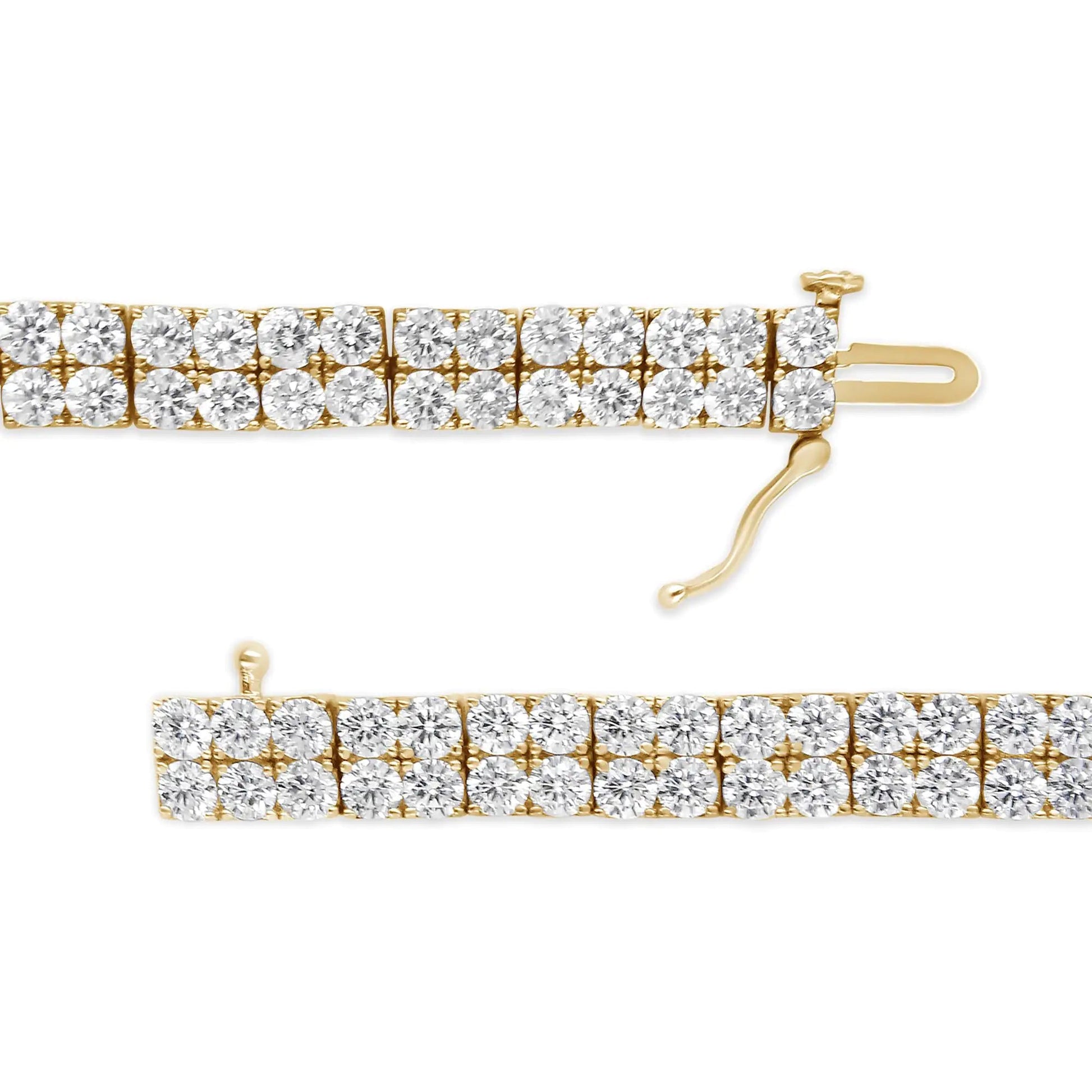14K Yellow Gold 10.0 Cttw Diamond 2 Row Tennis Bracelet (L-M Color, I2-I3 Clarity) - Size 7.25 Inches WEM Support (www.WEM.support)