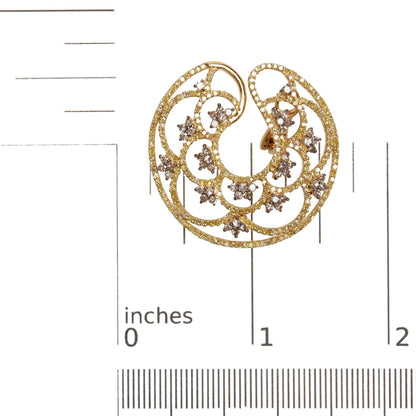 14K Yellow Gold 4 7/8 Cttw Fancy Colored Diamond Sun and Stars Open Hoop Earrings (Fancy Color, I1-I2 Clarity) WEM Support (www.WEM.support)