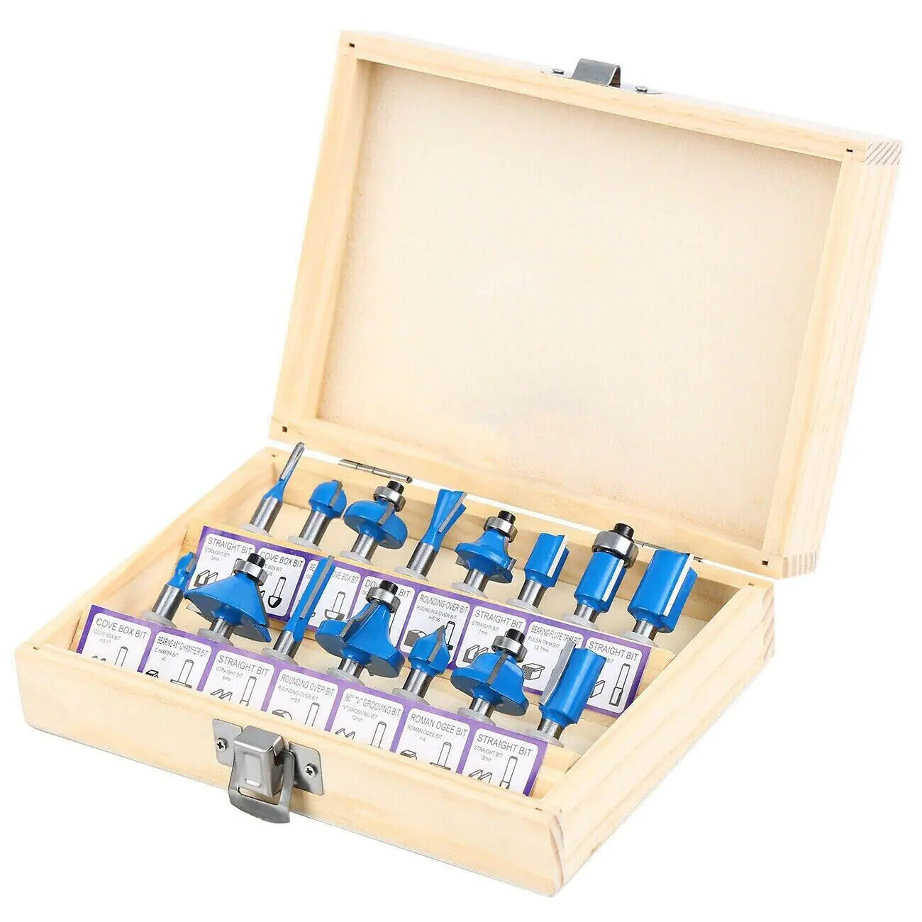 15Pcs Carbon Milling Cutter Router Bit Set Tungsten Carbide Router 1/4" Shank US WEM Support (www.WEM.support)