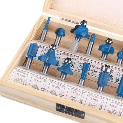 15Pcs Carbon Milling Cutter Router Bit Set Tungsten Carbide Router 1/4" Shank US WEM Support (www.WEM.support)