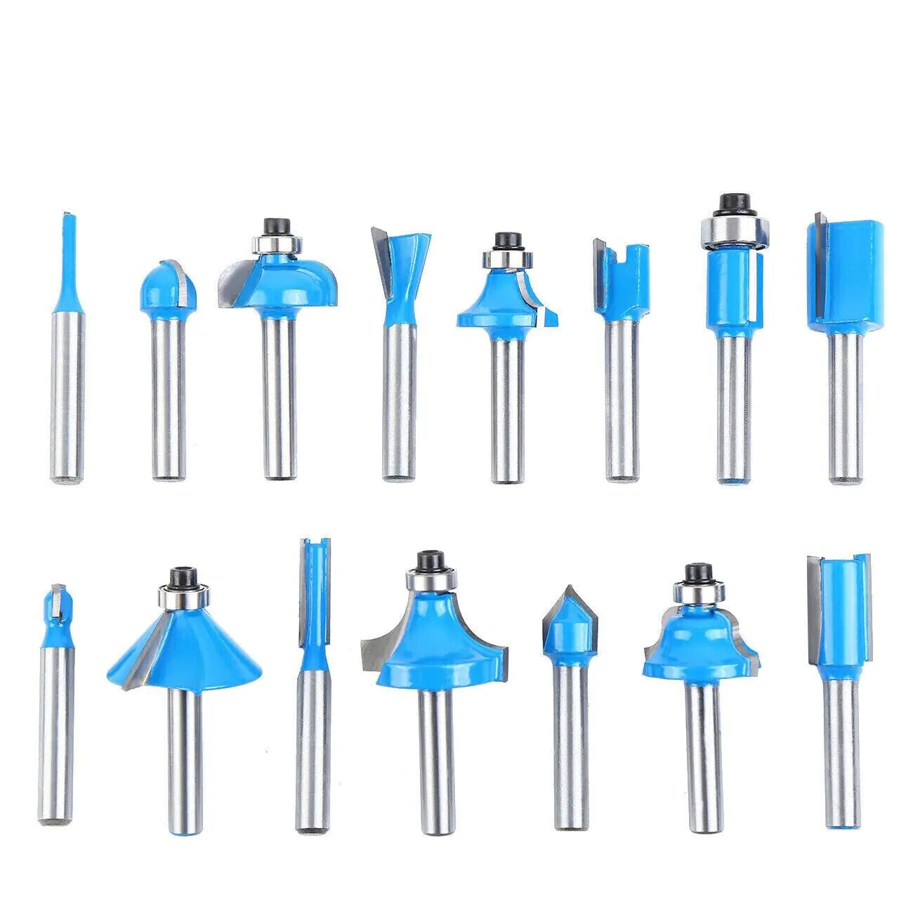 15Pcs Carbon Milling Cutter Router Bit Set Tungsten Carbide Router 1/4" Shank US WEM Support (www.WEM.support)
