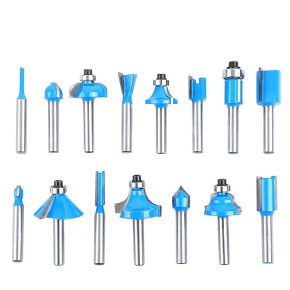 15Pcs Carbon Milling Cutter Router Bit Set Tungsten Carbide Router 1/4" Shank US WEM Support (www.WEM.support)