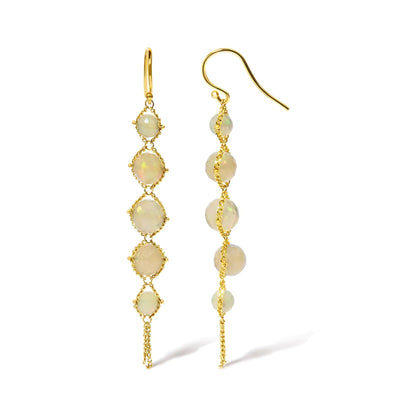 18K Yellow Gold Woven Egyptian Opal 2 1/2 Inch Drop and Dangle Earrings WEM Support (www.WEM.support)