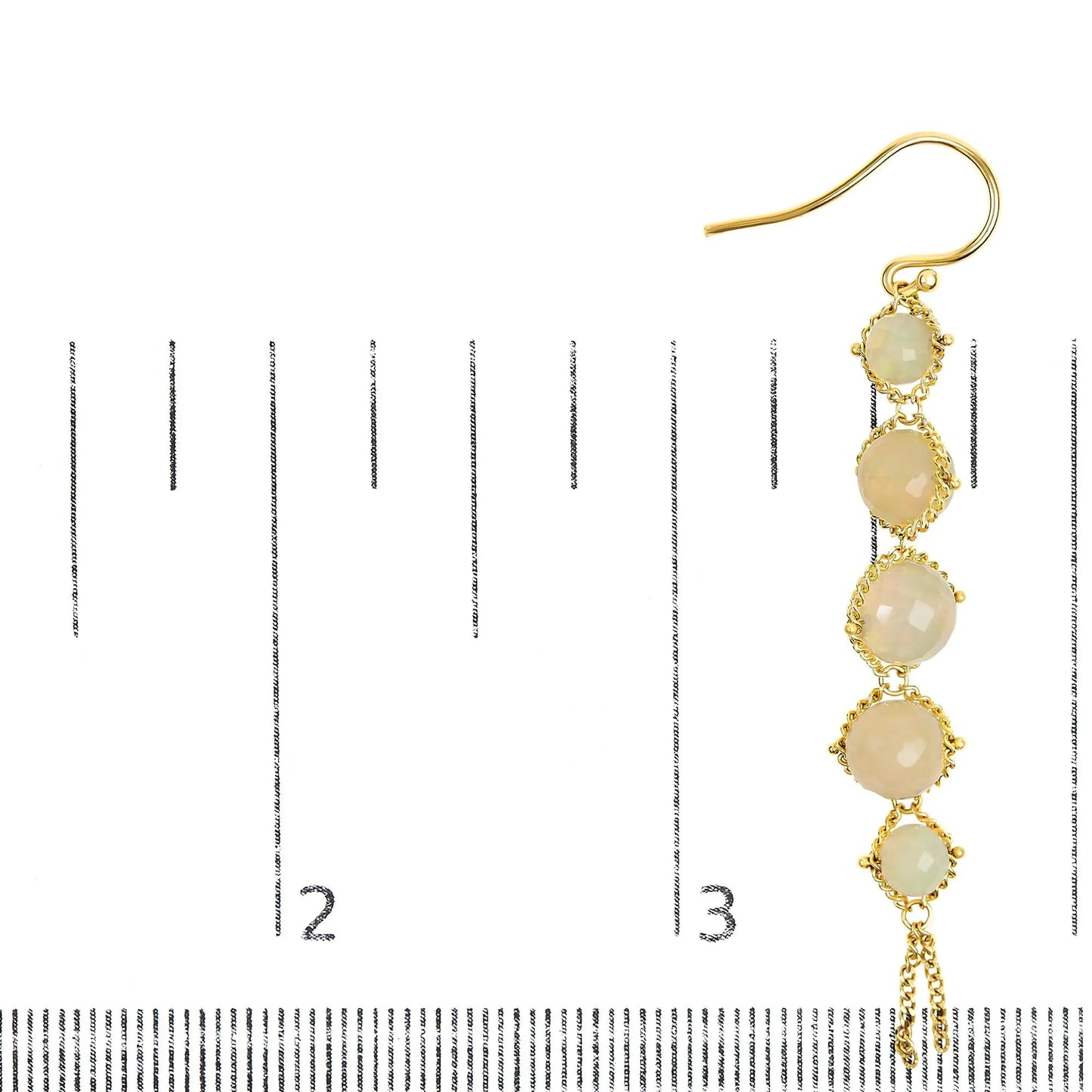 18K Yellow Gold Woven Egyptian Opal 2 1/2 Inch Drop and Dangle Earrings WEM Support (www.WEM.support)