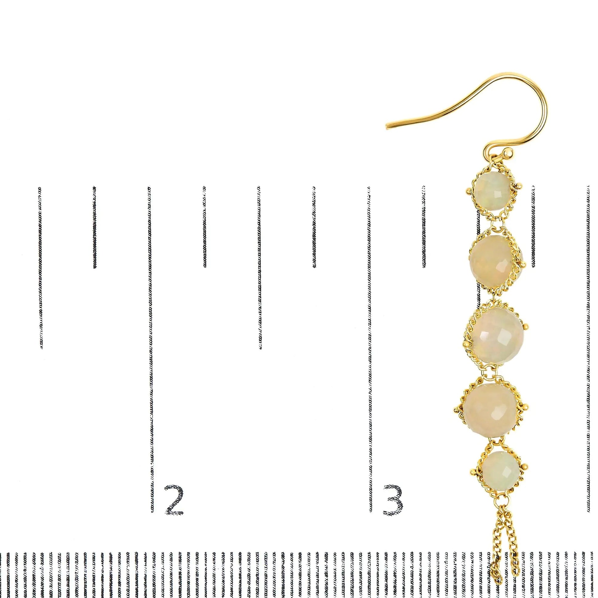 18K Yellow Gold Woven Egyptian Opal 2 1/2 Inch Drop and Dangle Earrings WEM Support (www.WEM.support)