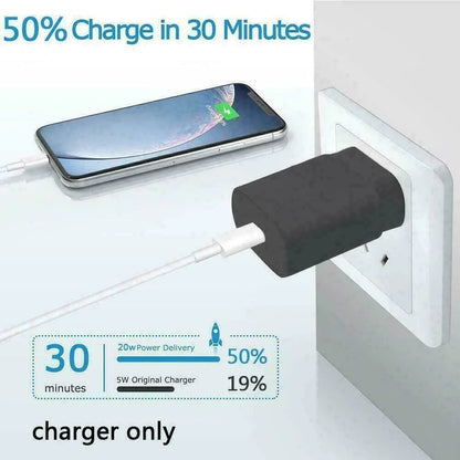 25w Super Fast Charger Type USB-C 10FT Cable For Samsung Galaxy S23 S22 S21 S20 WEM Support (www.WEM.support)