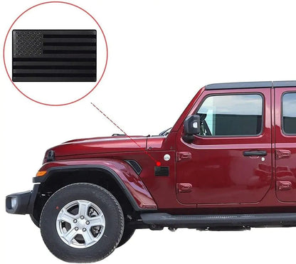 2PCS Metal USA Flag Sticker American Car Truck Decal Emblem Black WEM Support (www.WEM.support)