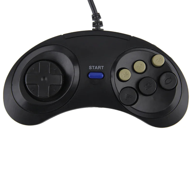 2X 6 Button Game Pad Controller For SEGA Genesis Black Old School Classic New WEM Support (www.WEM.support)