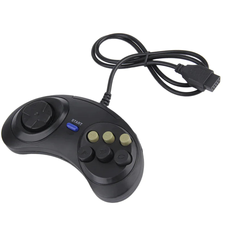 2X 6 Button Game Pad Controller For SEGA Genesis Black Old School Classic New WEM Support (www.WEM.support)