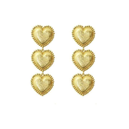3 Gold Hearts Earrings WEM Support (www.WEM.support)