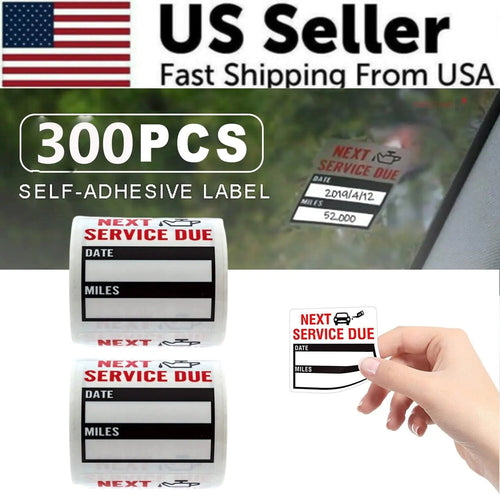 300 Oil Change Service Reminder Stickers Clear Window Lite Sticker Pack 2"x2" US WEM Support (www.WEM.support)