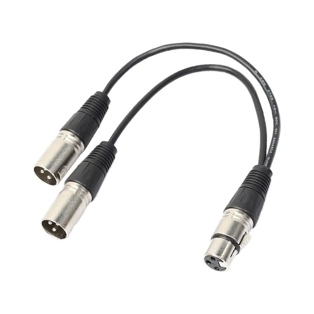 3Pin XLR Female Jack To Dual 2 Male Plug Y Splitter Cable Adapter Microphone USA WEM Support (www.WEM.support)