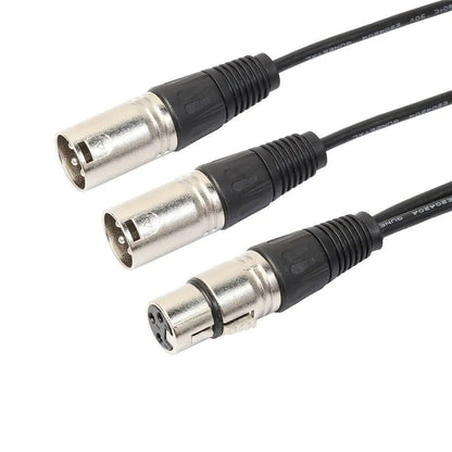 3Pin XLR Female Jack To Dual 2 Male Plug Y Splitter Cable Adapter Microphone USA WEM Support (www.WEM.support)