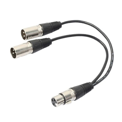 3Pin XLR Female Jack To Dual 2 Male Plug Y Splitter Cable Adapter Microphone USA WEM Support (www.WEM.support)