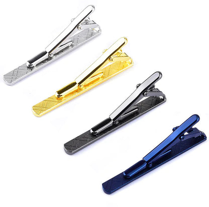 4PCS Mens Stainless Steel Tie Clip Necktie Bar Clasp Clamp Pin Gold Black Silver WEM Support (www.WEM.support)