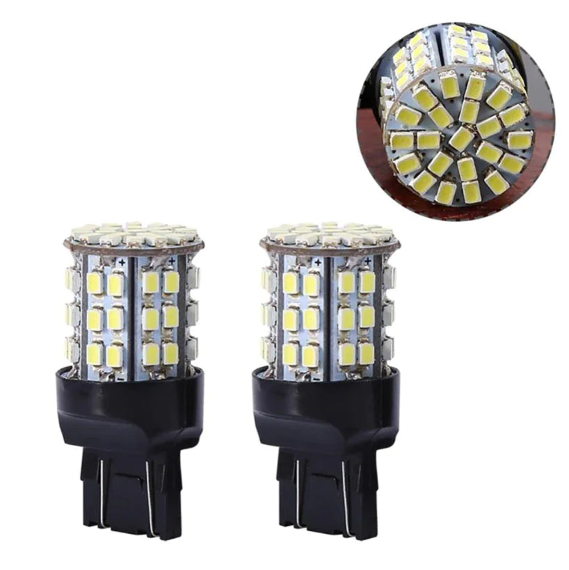 4X 3157 3156 64SMD LED Reverse Tail Brake Turn Signal DRL Light Bulb 6000K White WEM Support (www.WEM.support)