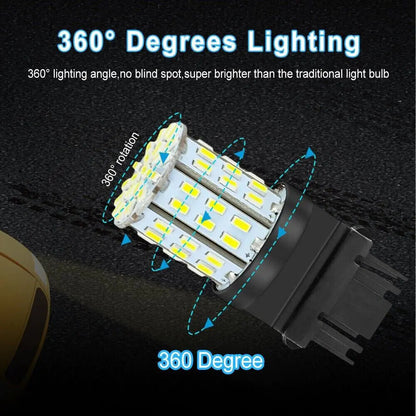 4X 3157 3156 64SMD LED Reverse Tail Brake Turn Signal DRL Light Bulb 6000K White WEM Support (www.WEM.support)