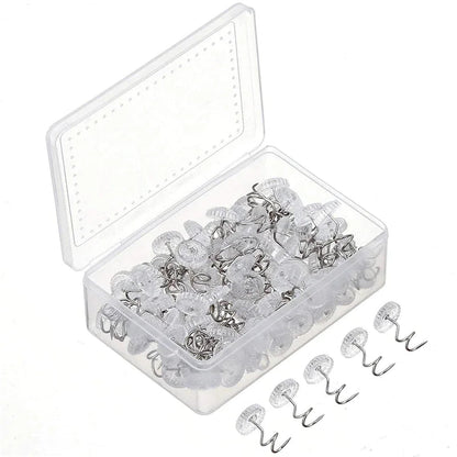 50 Pcs Upholstery Tacks Headliner Pins Clear Heads Twist Bed Fabric Sofa Chair WEM Support (www.WEM.support)
