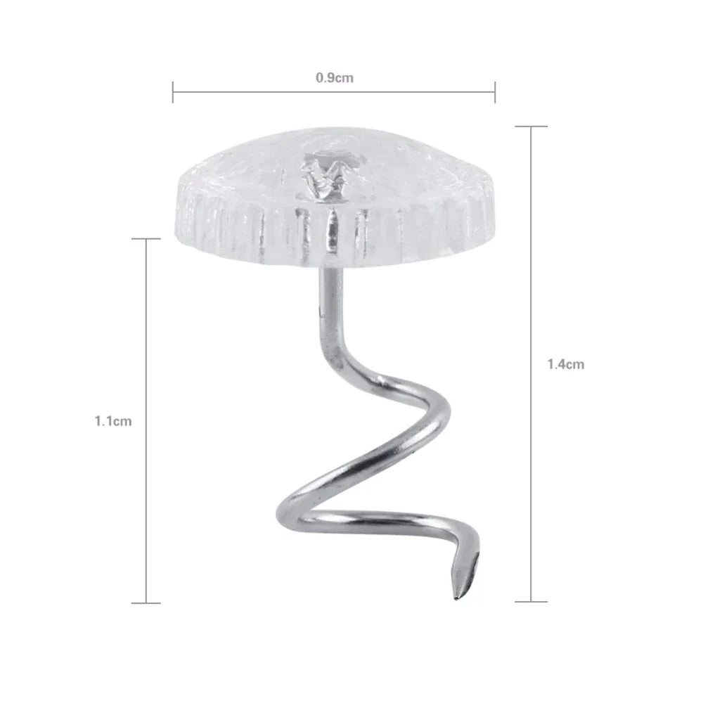 50 Pcs Upholstery Tacks Headliner Pins Clear Heads Twist Bed Fabric Sofa Chair WEM Support (www.WEM.support)